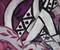 Purple-Blue-Multi Abstract Bird Fruit Pattern Printed Linen Woven Fabric By the Yard